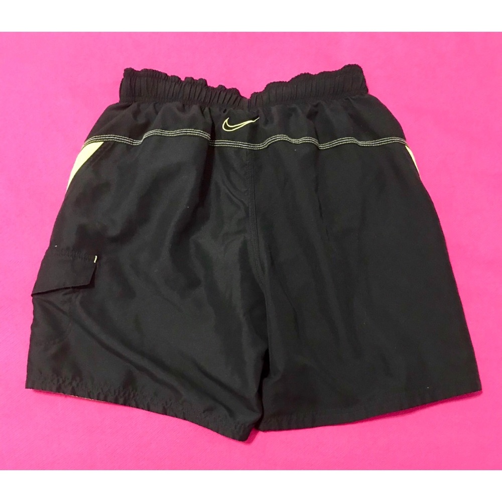 Mens NIKE Black Yellow Lined Swim Trunks - Picture 2 of 4